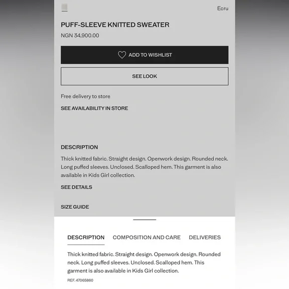 Mango Women’s Cream and White Puff Sleeve Knitted Sweater - Picture 7 of 15